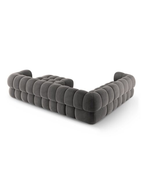 Modulaire panoramische hoekbank Maurice grijs fluweel - 335x245x70 cm