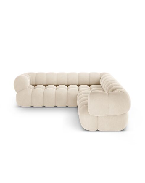 Hellbeiges modulares Ecksofa aus Samt Maurice - 245x245x70 cm