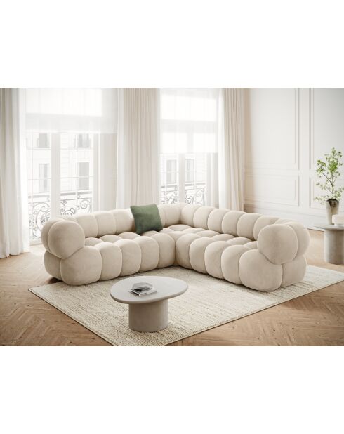 Hellbeiges modulares Ecksofa aus Samt Maurice - 245x245x70 cm