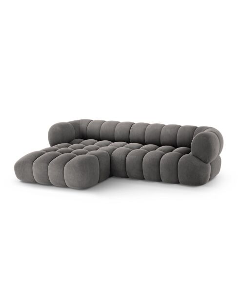 Sofá Maurice modular de terciopelo izquierdo gris - 270x165x70 cm