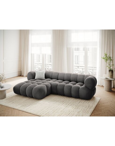 Sofá Maurice modular de terciopelo izquierdo gris - 270x165x70 cm