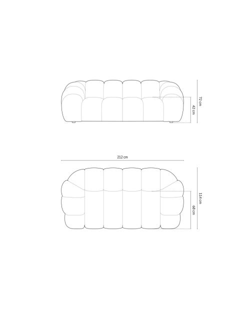 Roze fluwelen bank Lyna - 212x114x72 cm