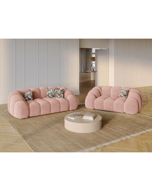 Roze fluwelen bank Lyna - 212x114x72 cm