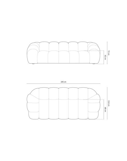 Sofa Lyna aus rosafarbenem Samt - 245x114x72 cm
