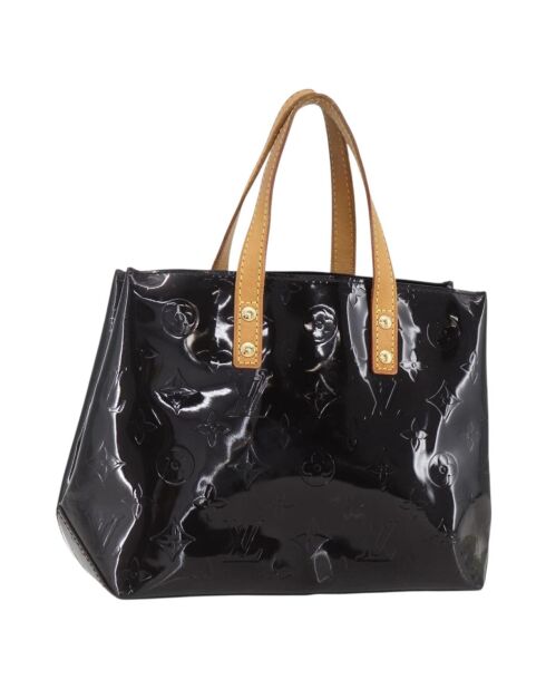 Bolsa de lectura negra patentada/marrón claro - 23x18x9,5 cm - Buen estado