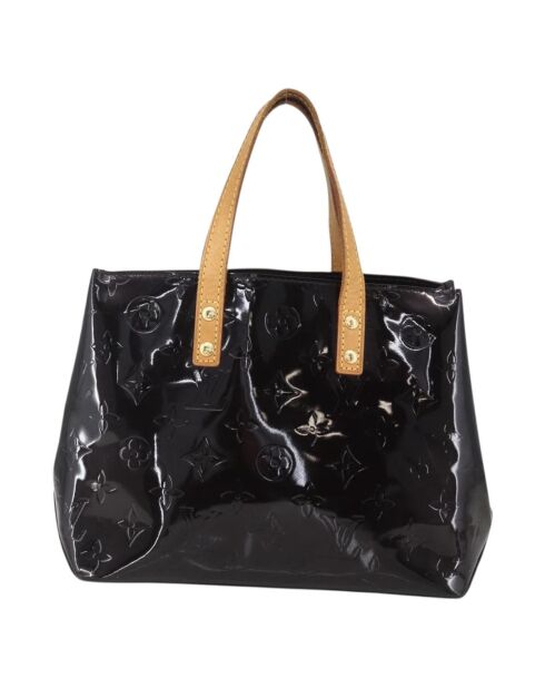 Bolsa de lectura negra patentada/marrón claro - 23x18x9,5 cm - Buen estado