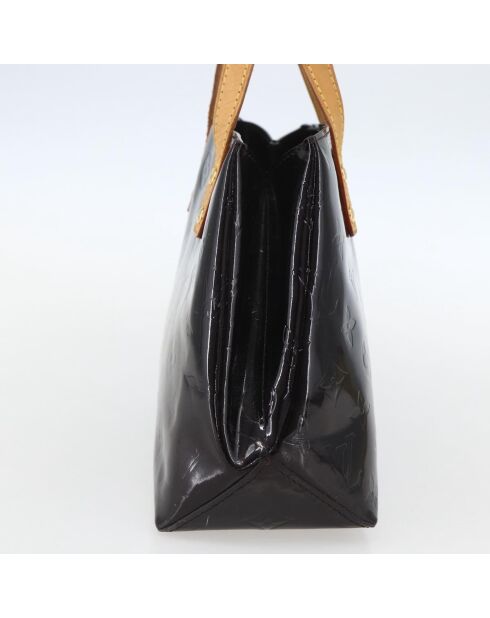 Bolsa de lectura negra patentada/marrón claro - 23x18x9,5 cm - Buen estado