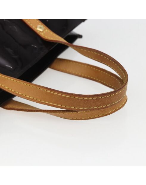 Bolsa de lectura negra patentada/marrón claro - 23x18x9,5 cm - Buen estado