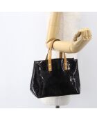 Bolsa de lectura negra patentada/marrón claro - 23x18x9,5 cm - Buen estado