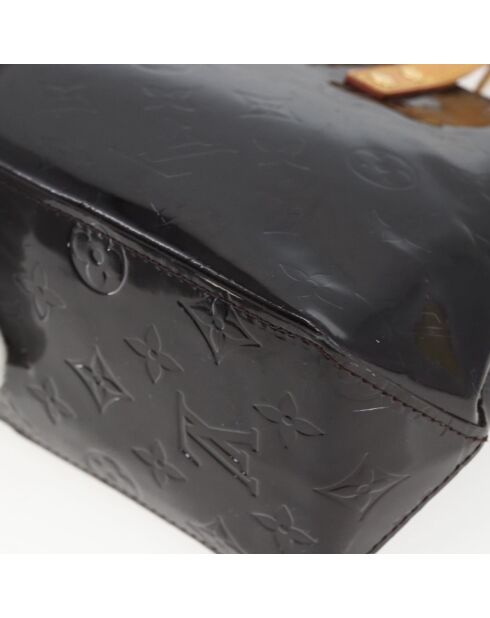 Bolsa de lectura negra patentada/marrón claro - 23x18x9,5 cm - Buen estado