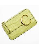 Gele leren portemonnee met ritssluiting - 13,5x8,5 cm - Uitstekende conditie