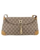 Beige schoudertas met tijgerbedeltje - 32x15x32 cm - Goede conditie