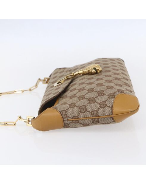 Beigefarbene Schultertasche mit Tiger-Charm - 32x15x32 cm - Guter Zustand