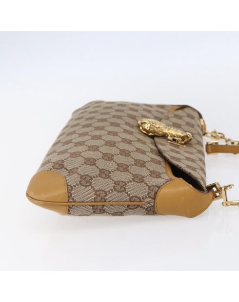 Beigefarbene Schultertasche mit Tiger-Charm - 32x15x32 cm - Guter Zustand