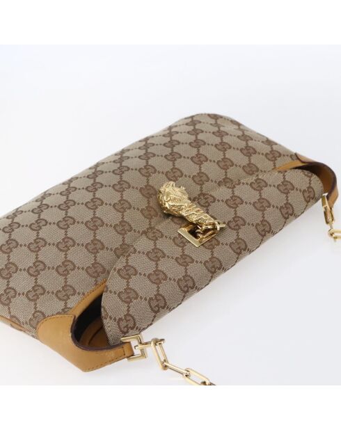 Beigefarbene Schultertasche mit Tiger-Charm - 32x15x32 cm - Guter Zustand