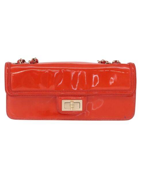 Oranje schoudertas met kettingklep - 27x12x3 cm - Goede conditie