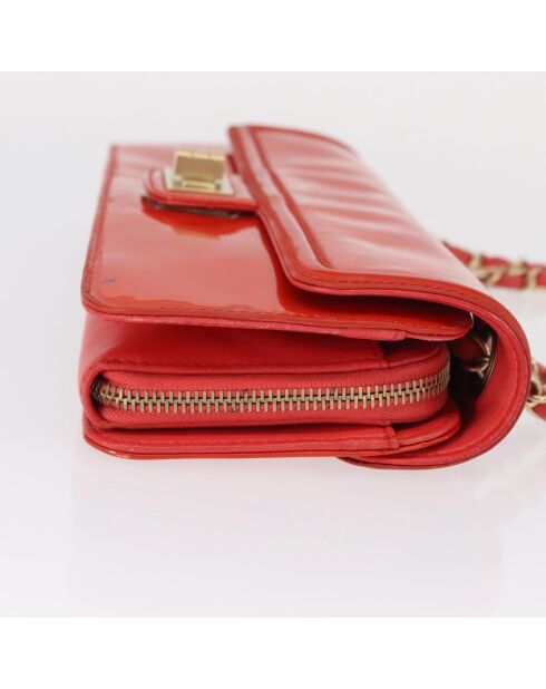 Oranje schoudertas met kettingklep - 27x12x3 cm - Goede conditie