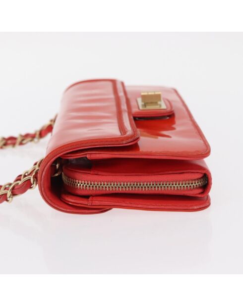 Oranje schoudertas met kettingklep - 27x12x3 cm - Goede conditie