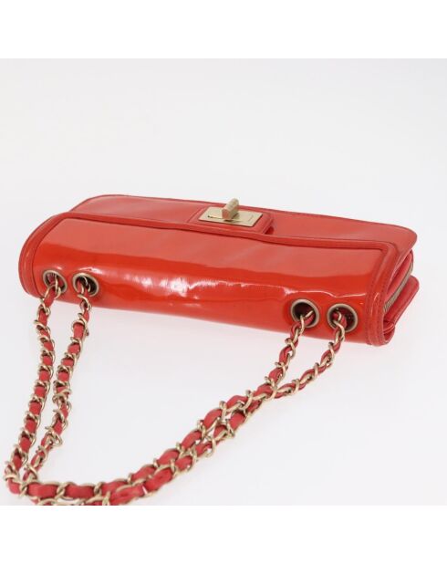 Oranje schoudertas met kettingklep - 27x12x3 cm - Goede conditie