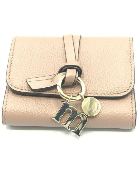 Beigefarbene Brieftasche mit dreifach gefaltetem Alphabet - 11x 9 - Sehr guter Zustand