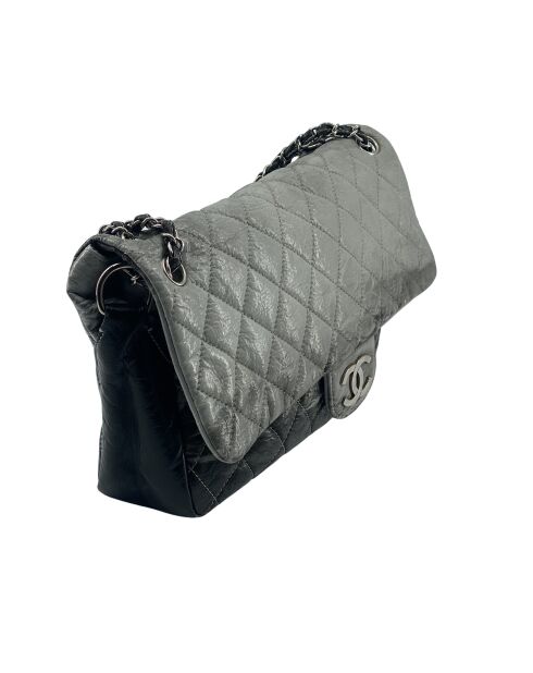 Sac Melrose à rabat dégradé Gris / Noir - 30x8x20 cm - Bon état