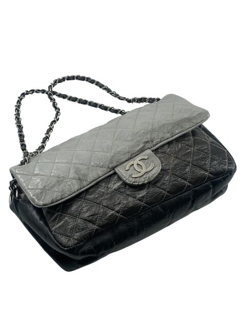 Sac Melrose à rabat dégradé Gris / Noir - 30x8x20 cm - Bon état