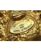 Boucles d'oreilles clips rondes vintage CC dorées - Bon état