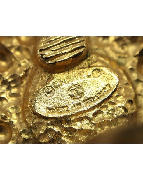 Boucles d'oreilles clips rondes vintage CC dorées - Bon état