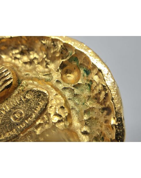 Boucles d'oreilles clips rondes vintage CC dorées - Bon état