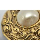 Boucles d'oreilles clips rondes vintage CC dorées - Bon état