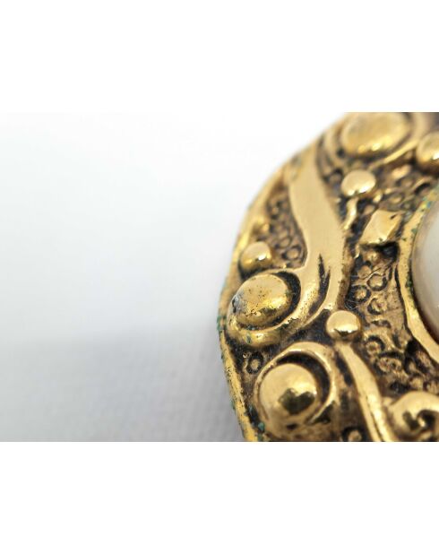 Boucles d'oreilles clips rondes vintage CC dorées - Bon état