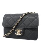 Sac matelassé cuir noir - 18x8x14 cm - Excellent état