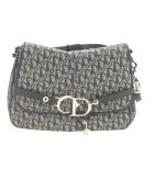 Vintage-Umhängetasche mit CD-Klappe Schwarz/Marineblau - 36x7x27 cm - Guter Zustand