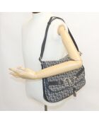 Vintage-Umhängetasche mit CD-Klappe Schwarz/Marineblau - 36x7x27 cm - Guter Zustand