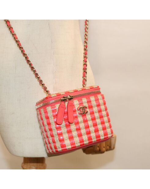 Vanity case classique avec chaîne Rouge - 10x9x7 cm - Très bon état