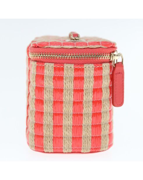 Vanity case classique avec chaîne Rouge - 10x9x7 cm - Très bon état