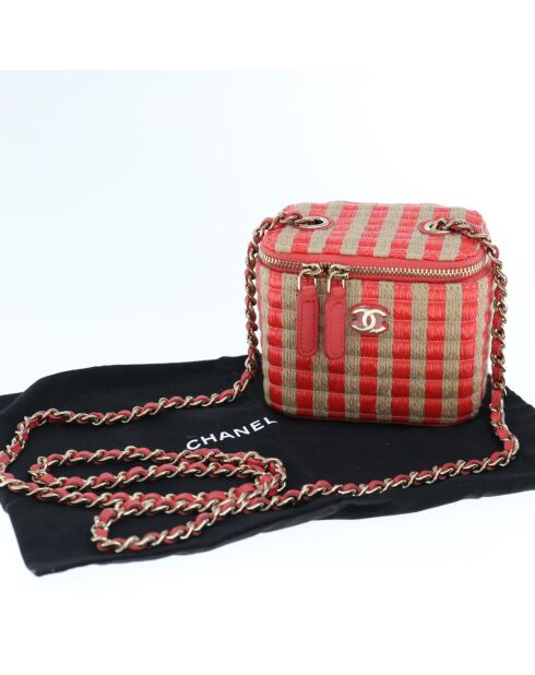Vanity case classique avec chaîne Rouge - 10x9x7 cm - Très bon état