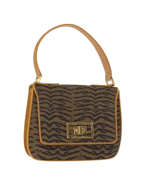 Vintage bruine schoudertas met tijgerprint - 23x4x20 cm - Goede conditie