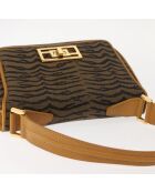 Vintage bruine schoudertas met tijgerprint - 23x4x20 cm - Goede conditie