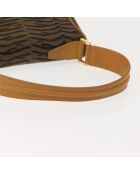 Vintage bruine schoudertas met tijgerprint - 23x4x20 cm - Goede conditie