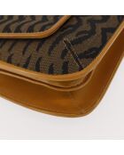 Vintage bruine schoudertas met tijgerprint - 23x4x20 cm - Goede conditie