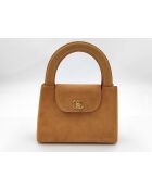 Bolsa de compras Kelly con asa superior marrón - 20,5x16x5,3 cm - Buen estado