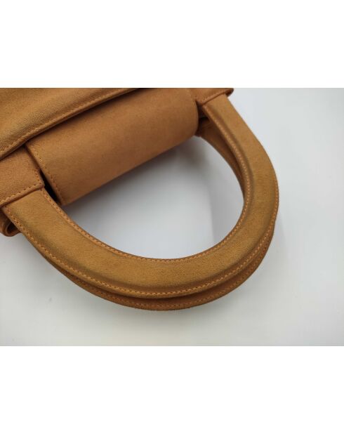 Bolsa de compras Kelly con asa superior marrón - 20,5x16x5,3 cm - Buen estado