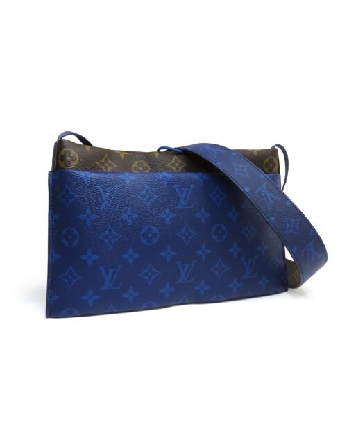 Bolsa de exterior marrón/azul - 29x3x17 cm - Excelente estado