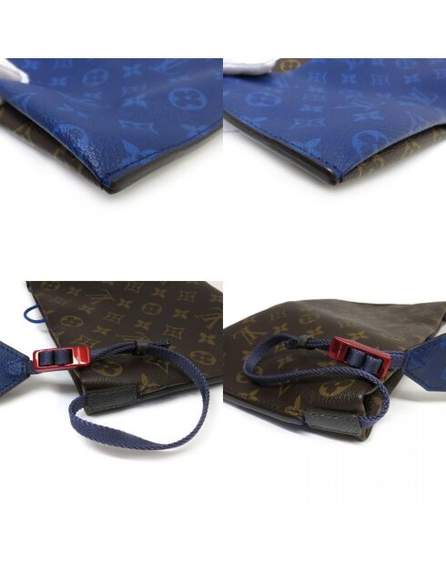 Bolsa de exterior marrón/azul - 29x3x17 cm - Excelente estado