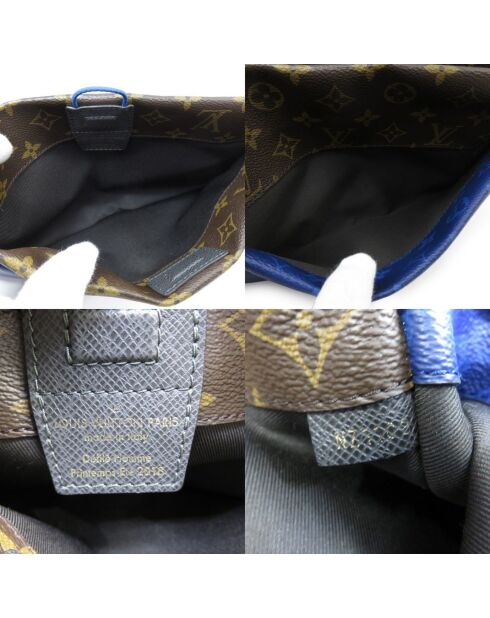 Bolsa de exterior marrón/azul - 29x3x17 cm - Excelente estado