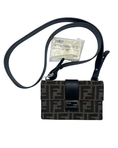 Schwarz/Dunkelbraune Umhängetasche mit Klappe - 16,5 x 10,5 x 1,5 cm - Sehr guter Zustand