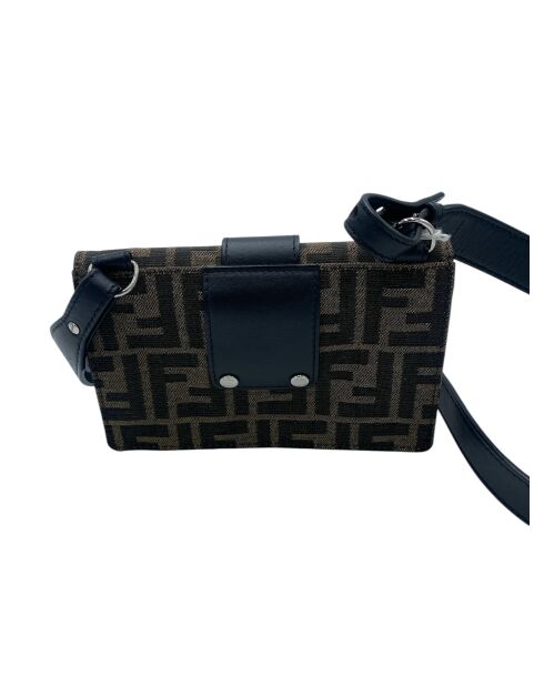 Schwarz/Dunkelbraune Umhängetasche mit Klappe - 16,5 x 10,5 x 1,5 cm - Sehr guter Zustand