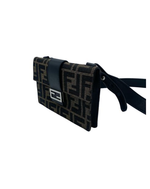 Schwarz/Dunkelbraune Umhängetasche mit Klappe - 16,5 x 10,5 x 1,5 cm - Sehr guter Zustand