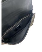 Zwart/Donkerbruine schoudertas met klep - 16,5x10,5x1,5 cm - Zeer goede staat